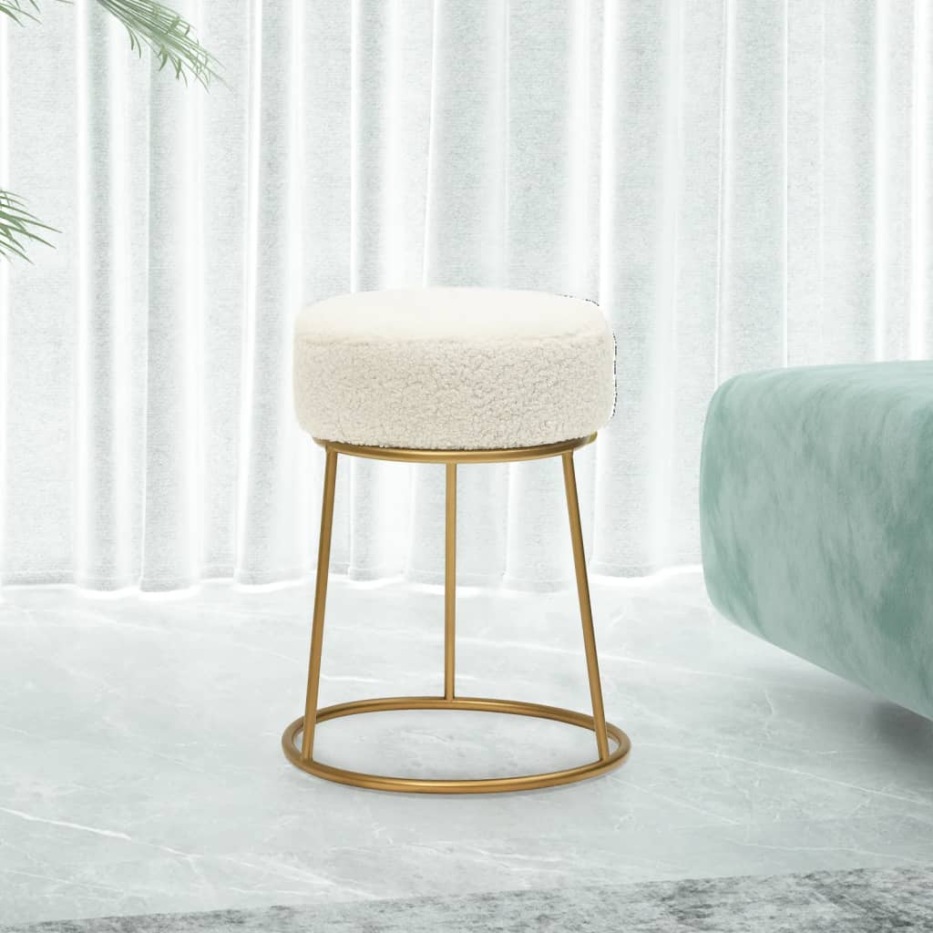 Tabouret rond Blanc Molleton