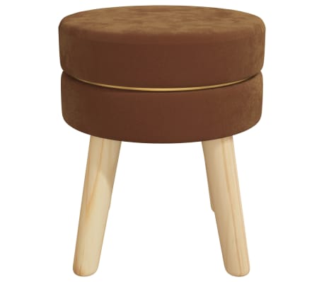 vidaXL Tabouret rond Marron Velours