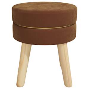 vidaXL Pufas, rudos spalvos, aksomas, apskritas