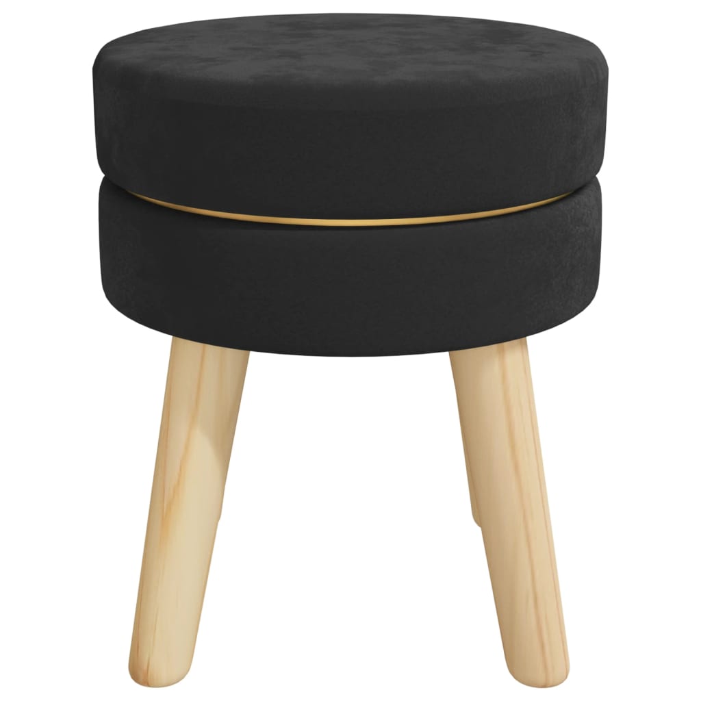 vidaXL Tabouret rond Noir Velours