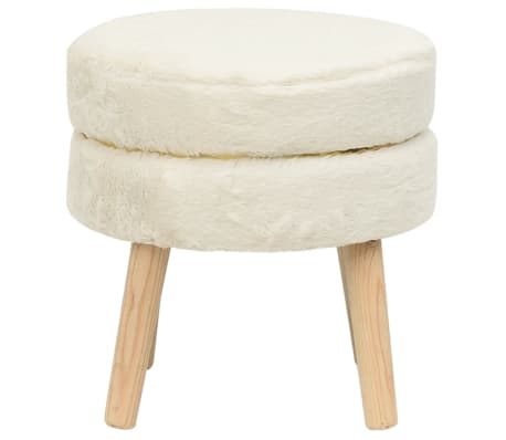 vidaXL Tabouret rond Blanc Peluche