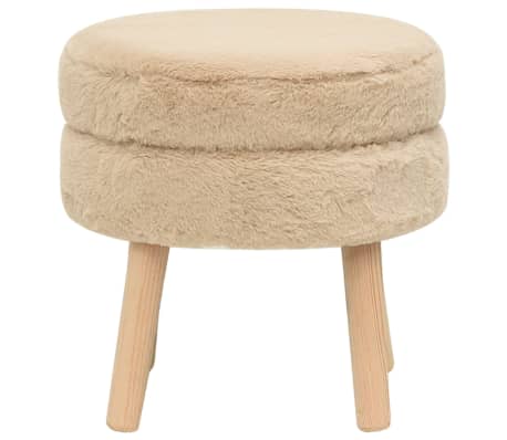 vidaXL Sgabello Rotondo Crema in Peluche