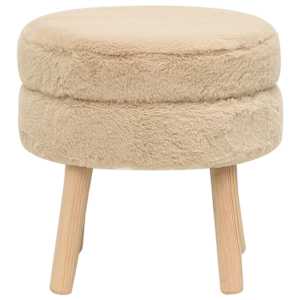 vidaXL Pufas, kreminės spalvos, pliu&scaron;as, apskritas