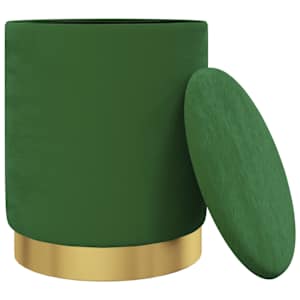 Kulatá stolička s úložným prostorem zelená samet 31 x 37 cm - obrázek 3