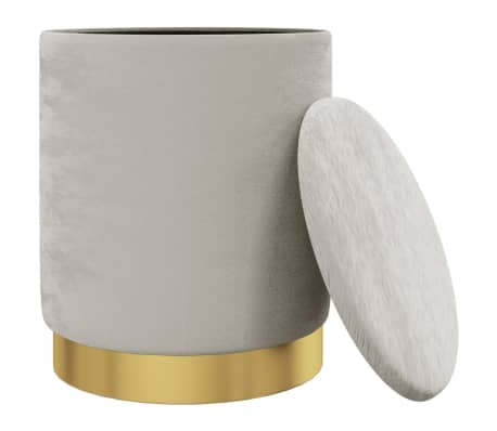 vidaXL Tabouret de rangement rond Gris clair Velours