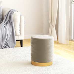 Okrogel stolček temno siv žamet 31 x 37 cm