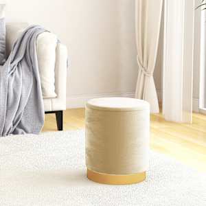 Okrogel stolček s prostorom za shranjevanje mareličen žamet 31 x 37 cm