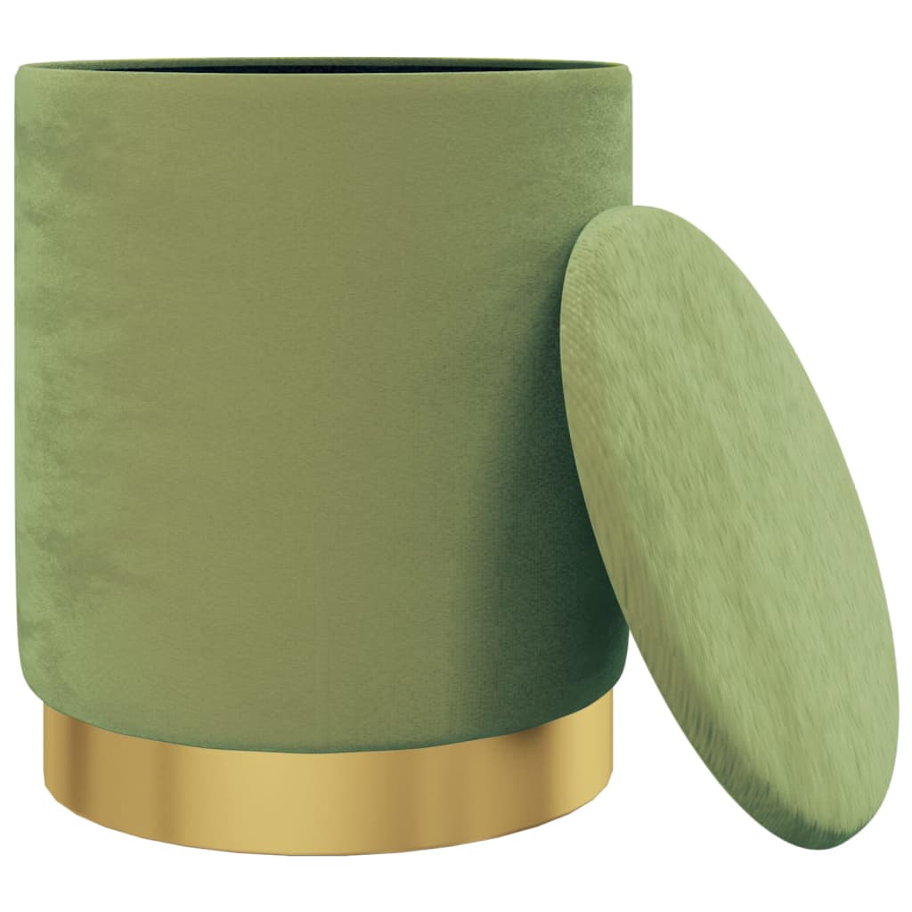 vidaXL Okrągły stołek ze schowkiem musztardowy zielony obity aksamitem