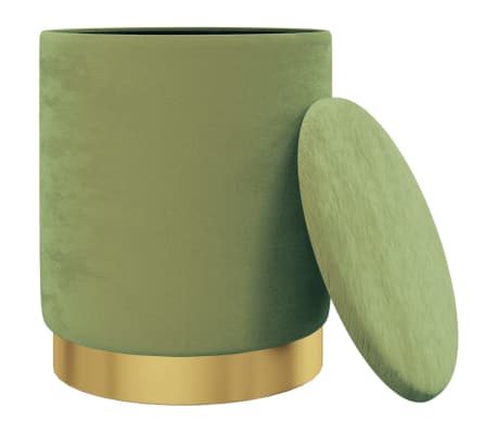 vidaXL Tabouret de rangement rond Vert moutarde Velours