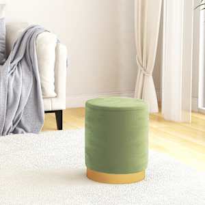 Okrogel stolček s prostorom za shranjevanje gorčično zelen 31 x 37 cm