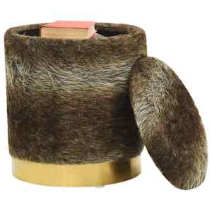 vidaXL Hocker met opbergruimte rond pluche meerkleurig 31 x 37 cm