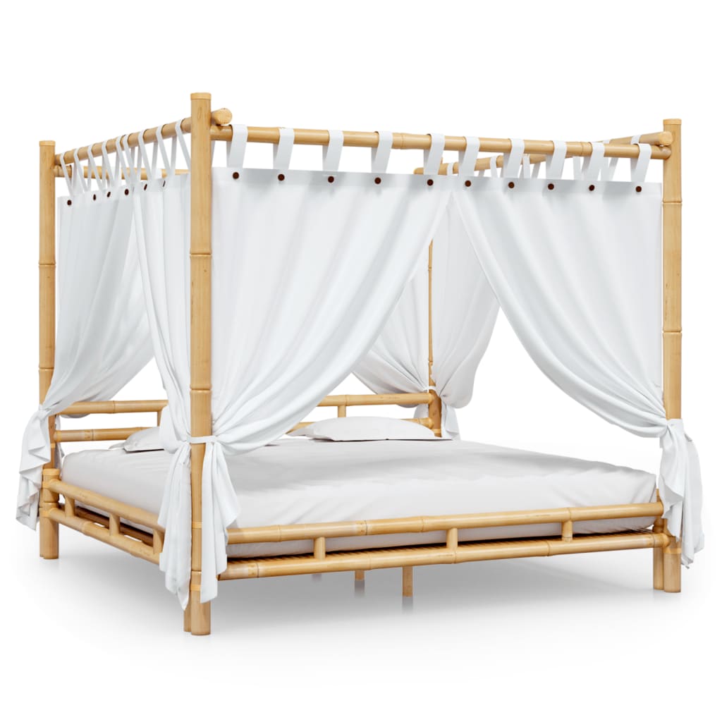 vidaXL Postel s nebesy 200 x 200 cm bambus