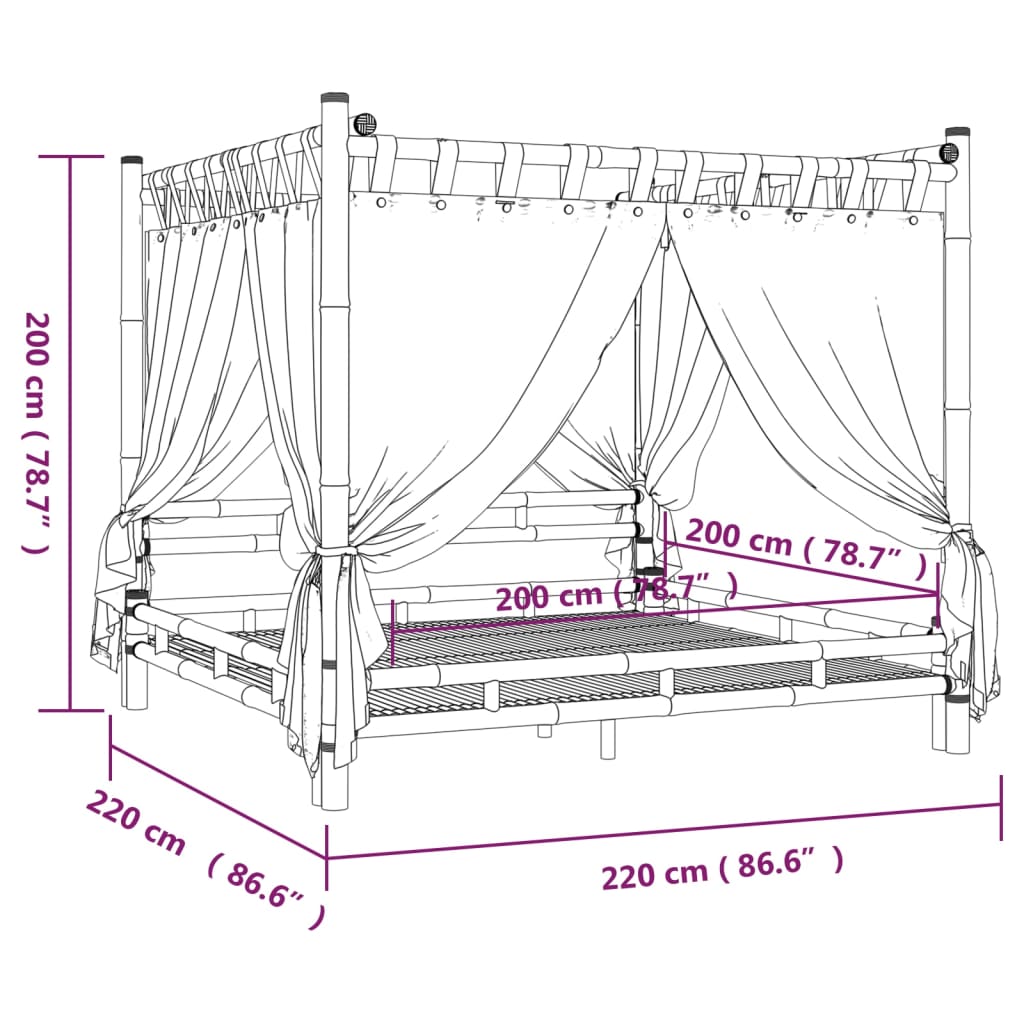 Postel s nebesy 200 x 200 cm bambus