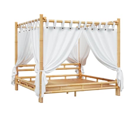 vidaXL Ł&oacute;żko z baldachimem, 200x200 cm, bambusowe
