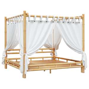 vidaXL Ł&oacute;żko z baldachimem, 200x200 cm, bambusowe