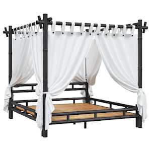 vidaXL Letto a Baldacchino Marrone Scuro 180x200 cm in Bamb&ugrave;