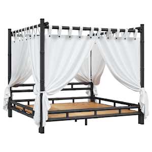 vidaXL Postel s nebesy tmavě hněd&aacute; 200 x 200 cm bambus