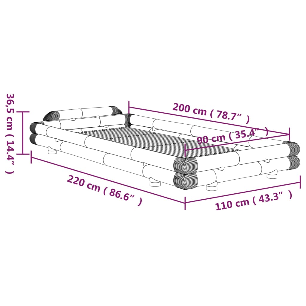 Rám postele bambus 90 x 200 cm