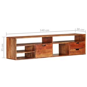TV stolek 140 x 30 x 35 cm masivní akáciové dřevo - obrázek 9
