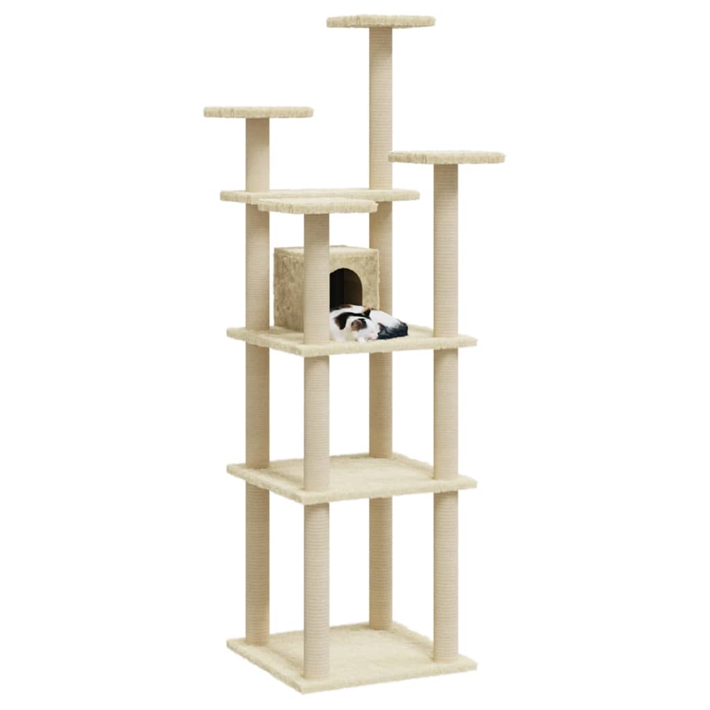 vidaXL Arbre à chat avec griffoirs en sisal Crème 171 cm