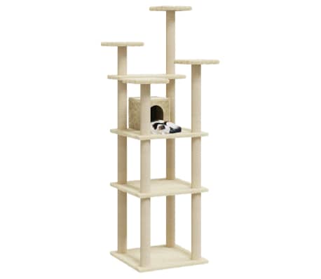 vidaXL Arbre à chat avec griffoirs en sisal Crème 171 cm