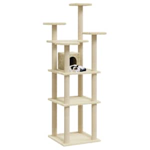 vidaXL Draskyklė katėms su stovais iš sizalio, kreminės spalvos, 171cm