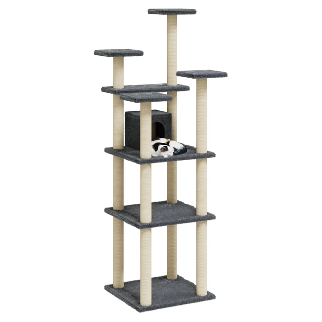 vidaXL Kattenmeubel met sisal krabpalen 171 cm donkergrijs afbeelding
