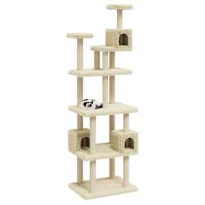 Škrabadlo pro kočky se sisalovými sloupky krémové 188 cm - obrázek 3