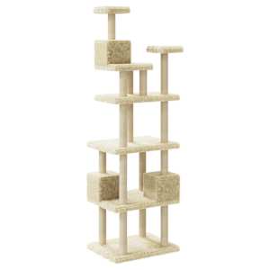 Škrabadlo pro kočky se sisalovými sloupky krémové 188 cm - obrázek 6