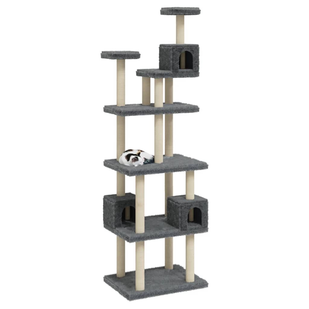 vidaXL Rascador para gatos con postes de sisal gris oscuro 188 cm
