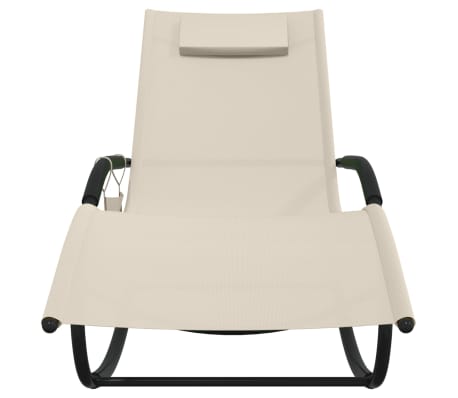 vidaXL Keinuva aurinkotuoli kerma teräs ja Textilene
