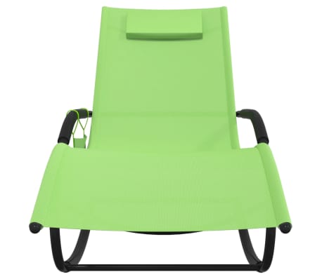 vidaXL Lettino Prendisole a Dondolo in Acciaio e Textilene Verde