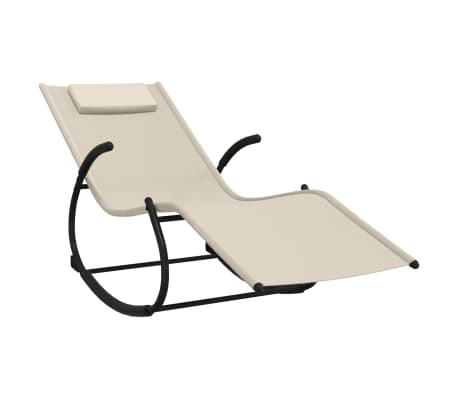vidaXL Hojdacie lehátka 2 ks krémové oceľ a textilén