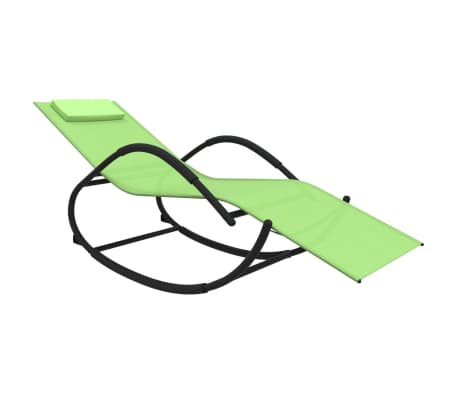 vidaXL Șezlonguri de plajă balansoar, 2 buc., verde, oțel & textilenă