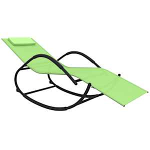 vidaXL Șezlonguri de plajă balansoar, 2 buc., verde, oțel & textilenă