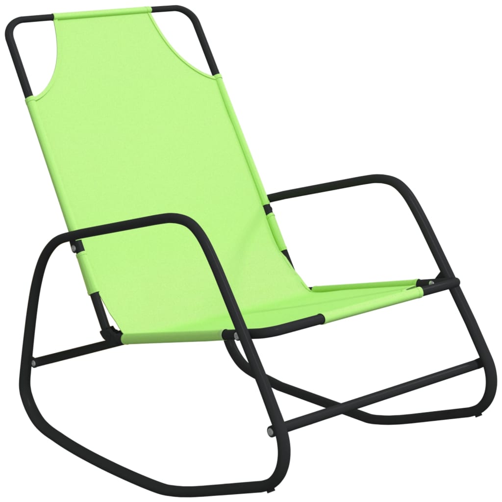 vidaXL Ligstoelen 2 st schommelend staal en textileen groen afbeelding