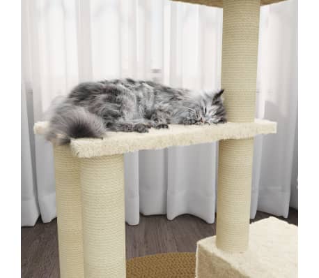 vidaXL Draskyklė katėms su stovais iš sizalio, kreminės spalvos, 71cm
