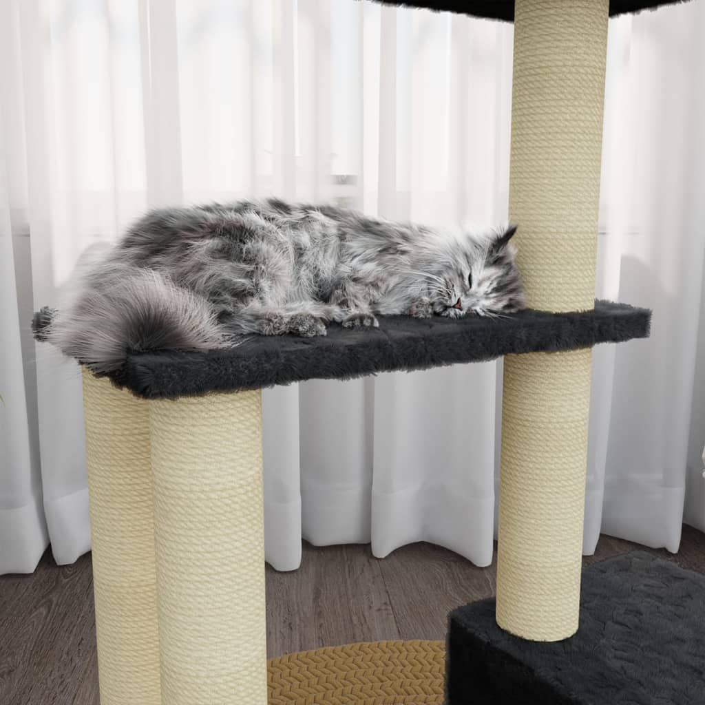 vidaXL Ansamblu pisici cu stâlpi din funie de sisal, gri închis, 71 cm