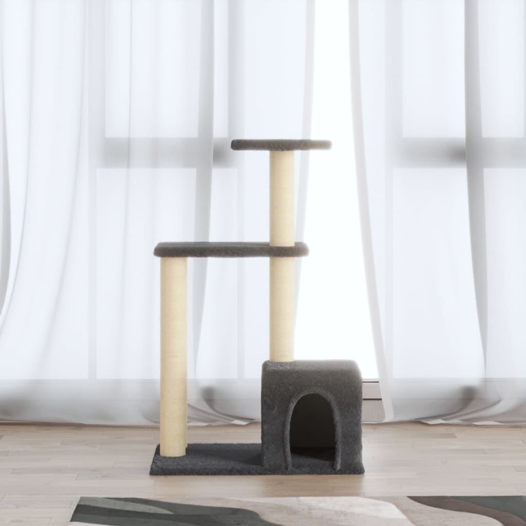 vidaXL Árvore p/ gatos c/ postes arranhadores sisal 71 cm cinza-escuro