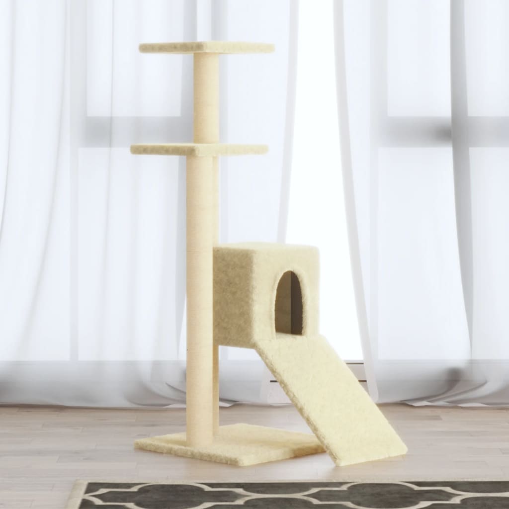 vidaXL Arbre à chat avec griffoirs en sisal Crème 92 cm