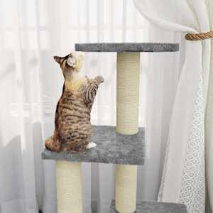 Škrabadlo pro kočky se sisalovými sloupky světle šedé 92 cm - obrázek 3