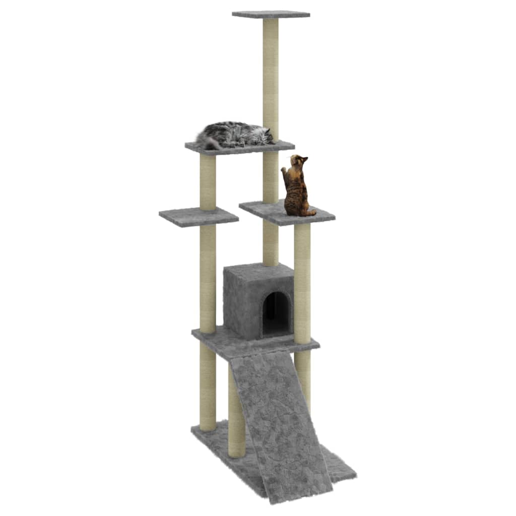 

vidaXL Kattenmeubel met sisal krabpalen 155 cm lichtgrijs