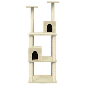 Škrabadlo pro kočky se sisalovými sloupky krémové 141 cm - obrázek 4