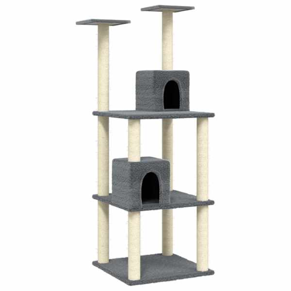 vidaXL kassimaja sisalk&ouml;itega kraapimispostidega, tumehall, 141 cm