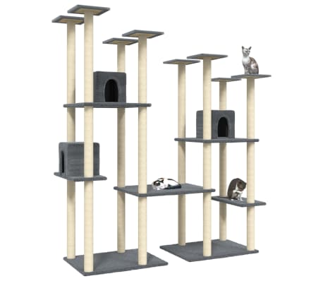 vidaXL Kratzbaum mit Sisal-Kratzsäulen Dunkelgrau 174 cm