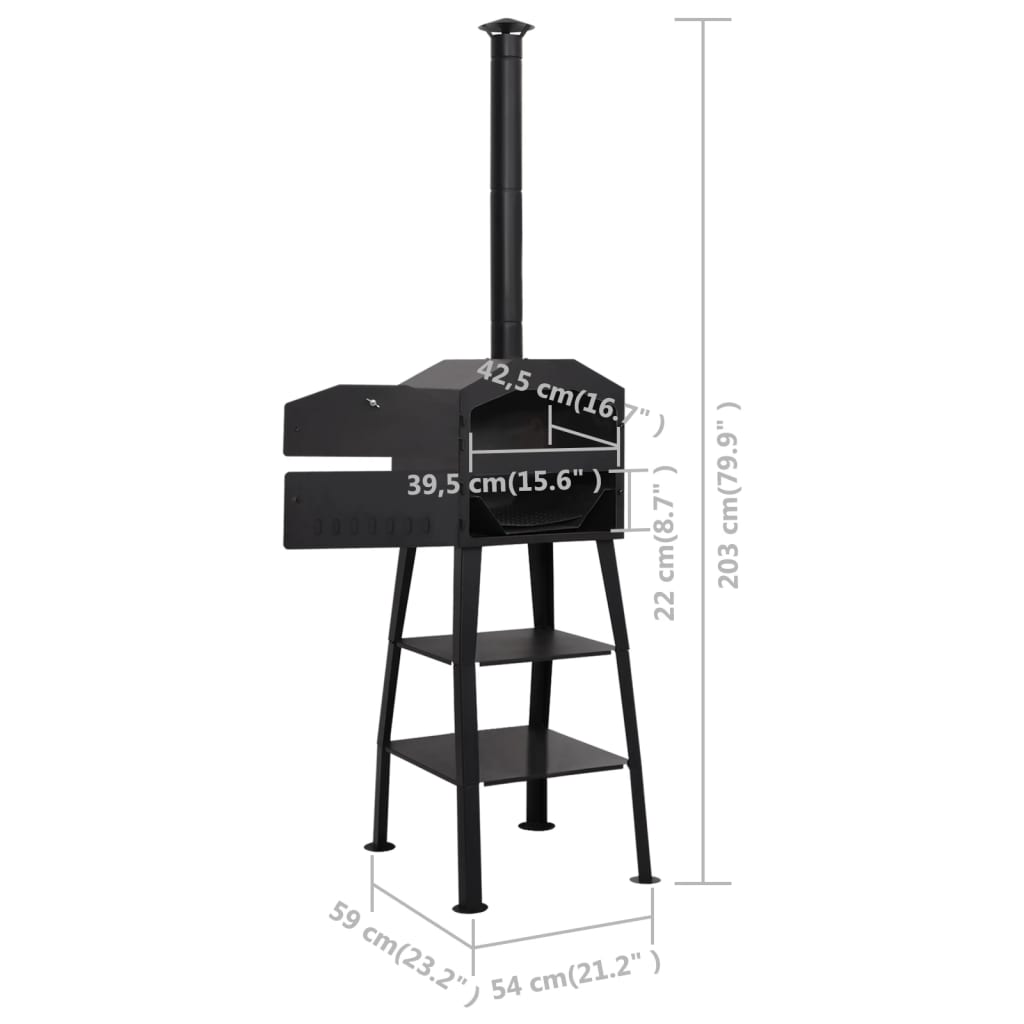Four à Pizza D'extérieur Charbon De Bois 2 Pierres Réfractaires VidaXL 21 width=274