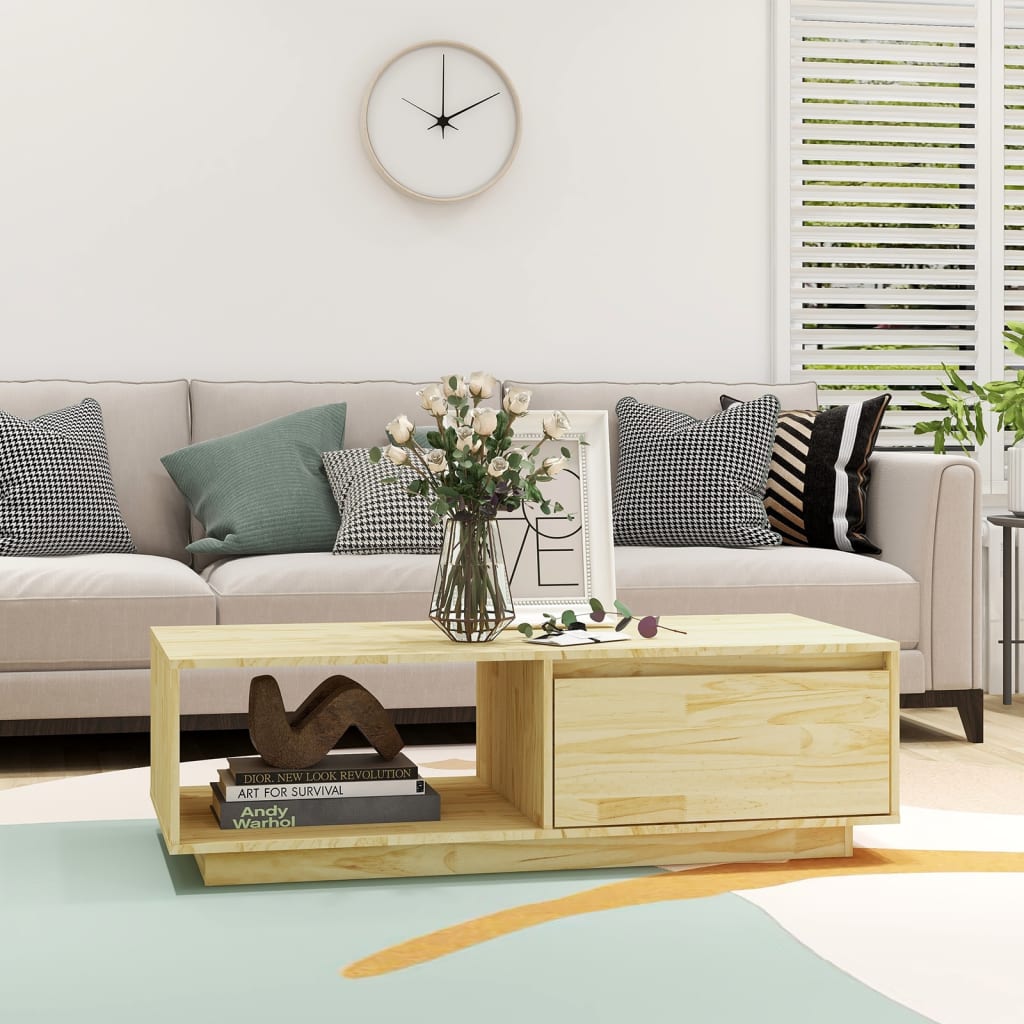 vidaXL Salontafel 110x50x33,5 cm massief vurenhout afbeelding