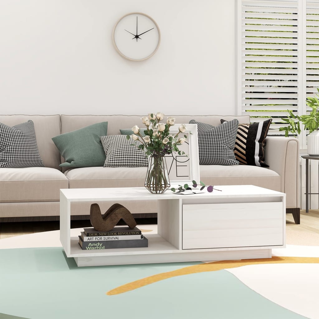 

vidaXL Salontafel 110x50x33,5 cm massief grenenhout wit
