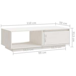 Konferenční stolek bílý 110 x 50 x 33,5 cm masivní borové dřevo - obrázek 11