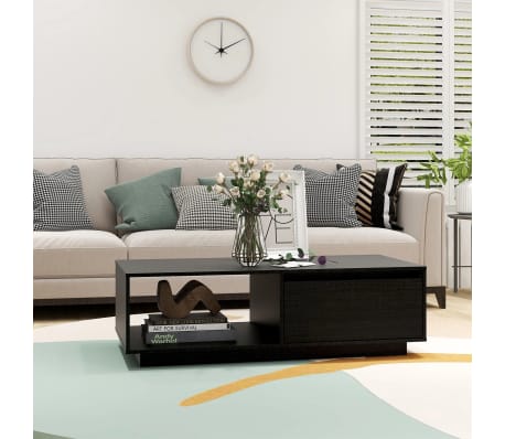 vidaXL Coffee Table Black 110x50x33.5 cm Solid Pinewood